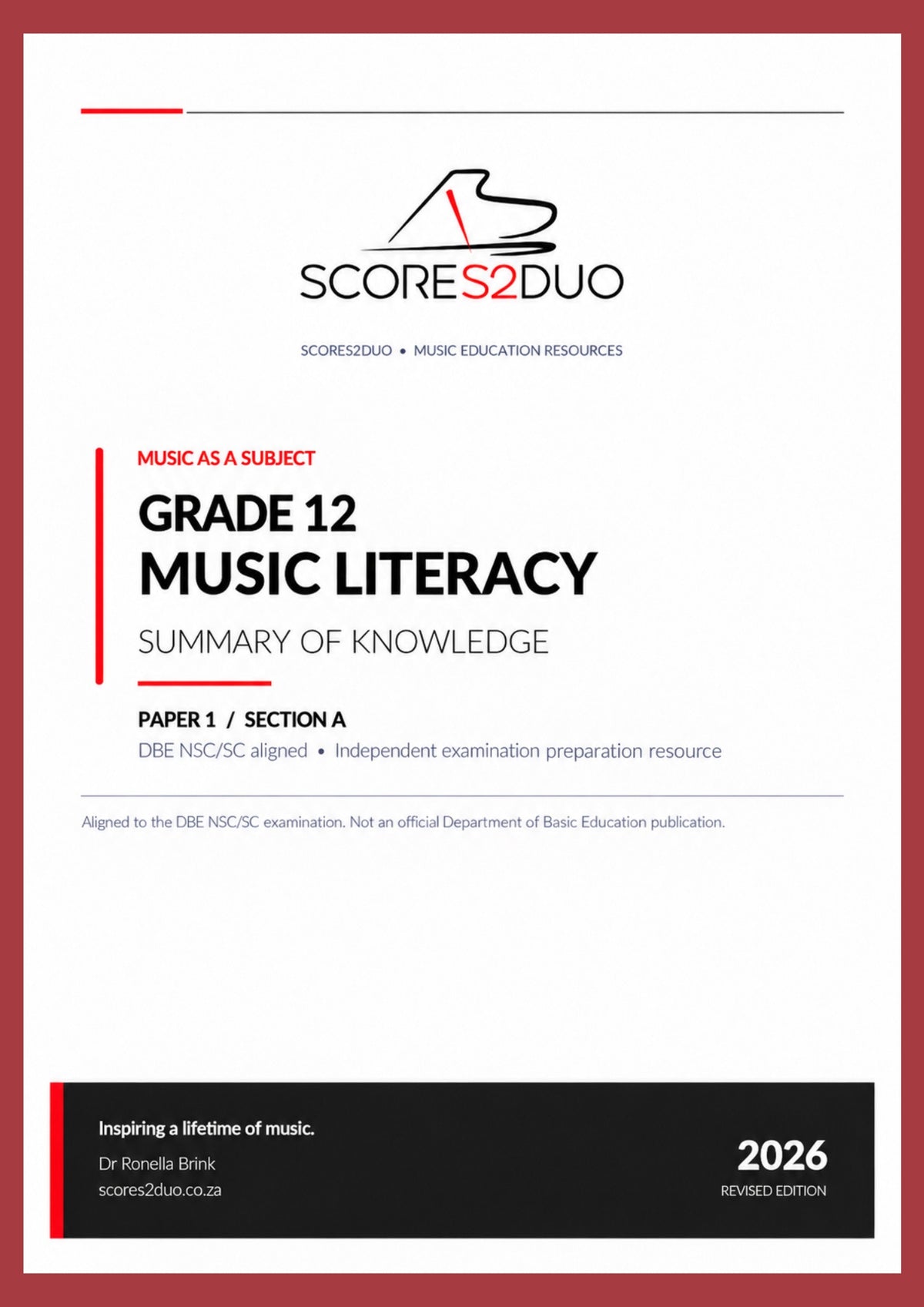 Grade 12 Music Literacy – Summary of Knowledge 2026 | CAPS/DBE NSC/SC Aligned (Paper 1, Section A – WAM)