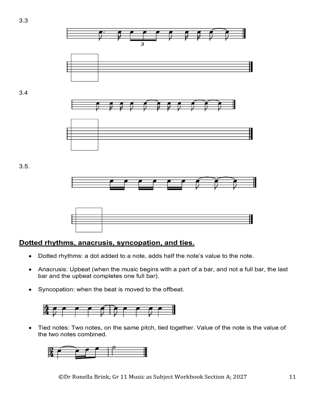 Grade 11 Music as a Subject — Section A: Music Literacy (CAPS) 2027