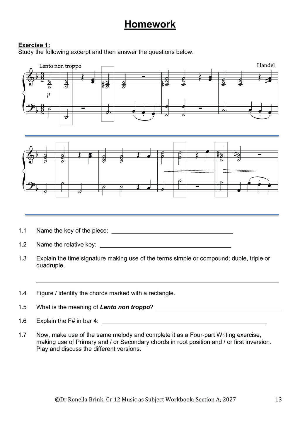 Grade 12 Music as a Subject — Section A: Music Literacy (CAPS) 2027