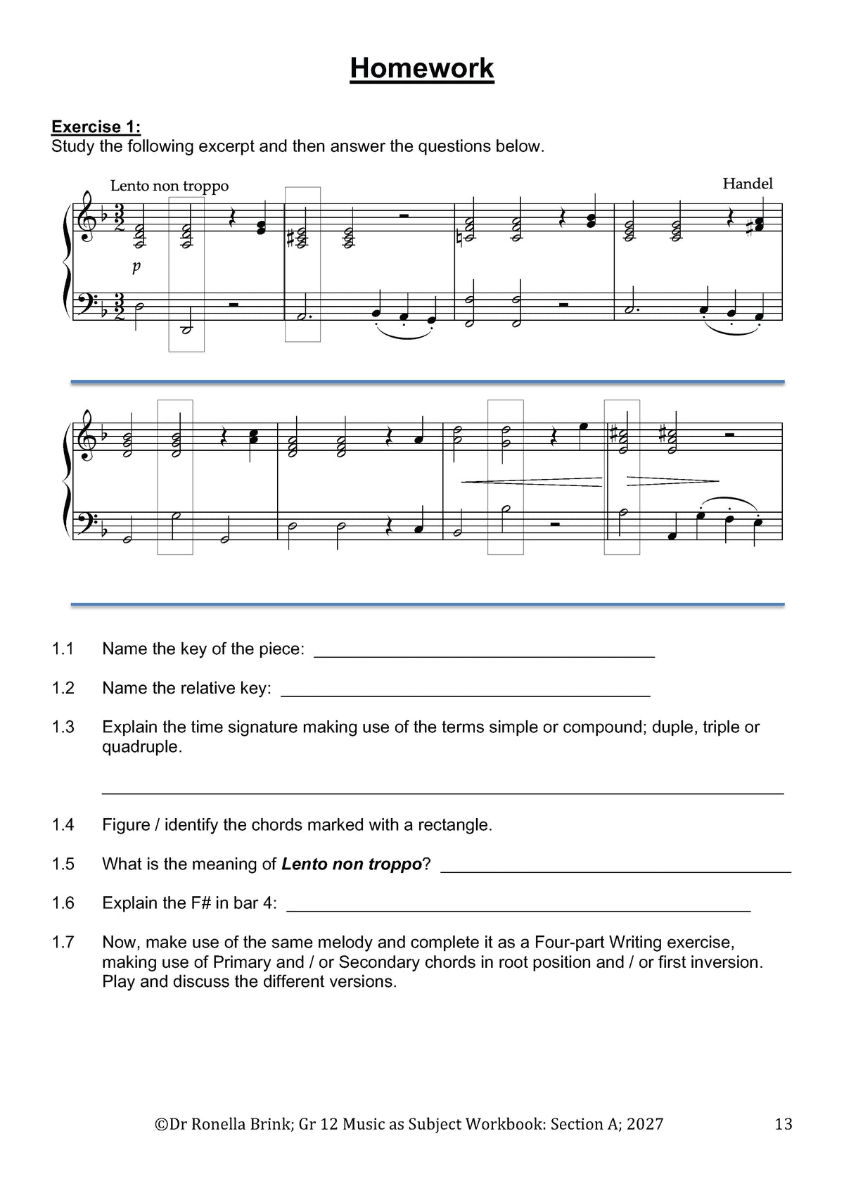 Grade 12 Music as a Subject — Section A: Music Literacy (CAPS) 2027