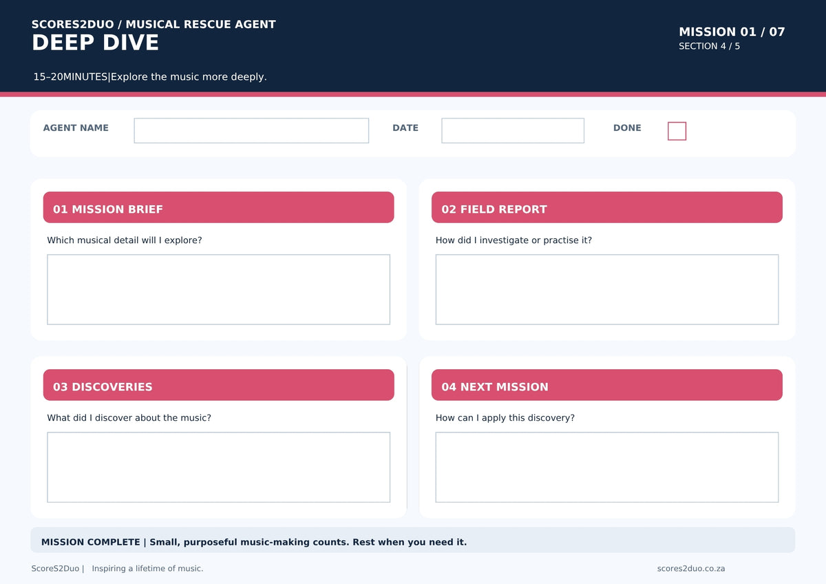 Musical Rescue Mission | Minimum Practice Day Challenge & 35-Page Digital Journal