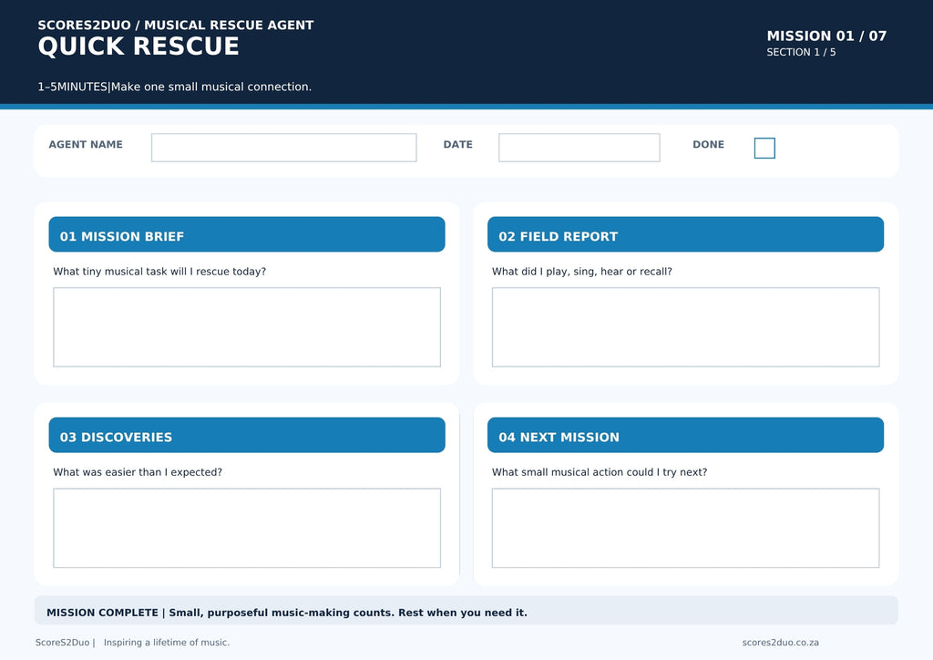 Musical Rescue Mission | Minimum Practice Day Challenge & 35-Page Digital Journal