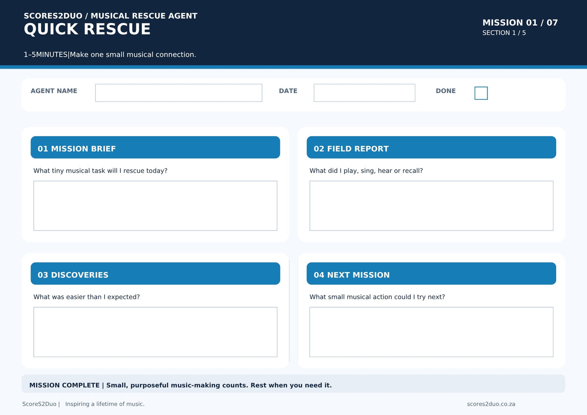 Musical Rescue Mission | Minimum Practice Day Challenge & 35-Page Digital Journal