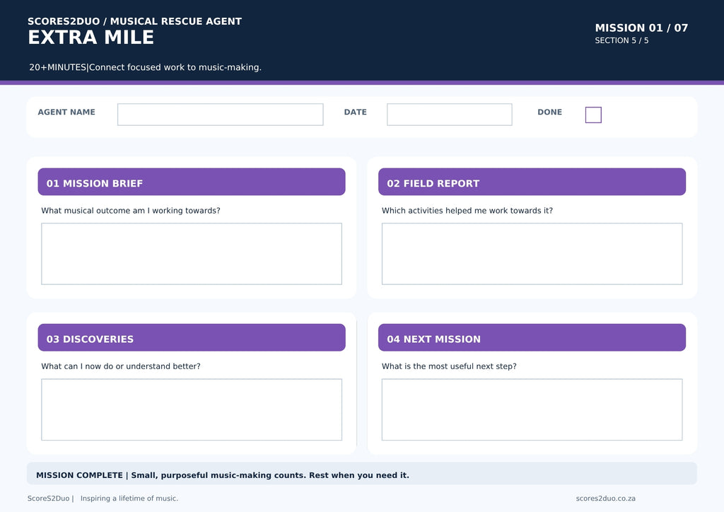 Musical Rescue Mission | Minimum Practice Day Challenge & 35-Page Digital Journal