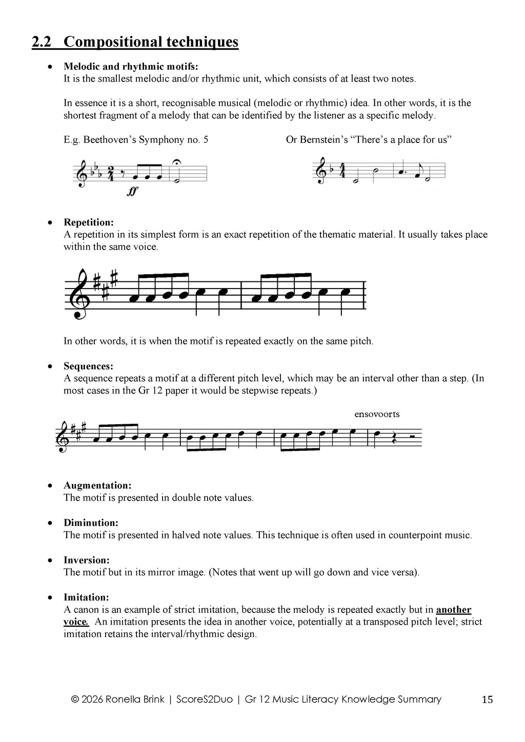 Grade 12 Music Literacy – Summary of Knowledge 2026 | CAPS/DBE NSC/SC Aligned (Paper 1, Section A – WAM)