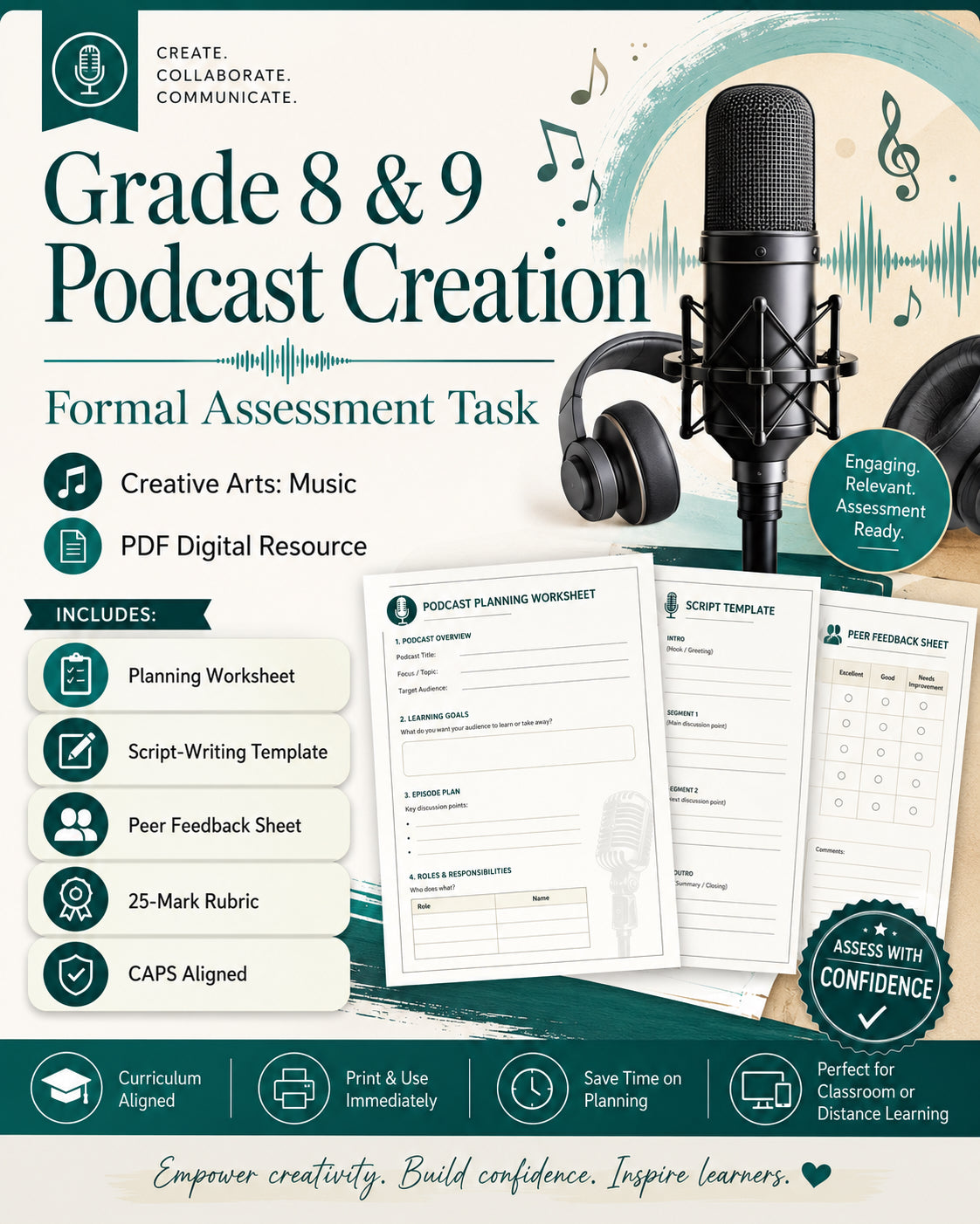 Digital product: Grade 8 & 9 Podcast Creation - Formal Assessment Task