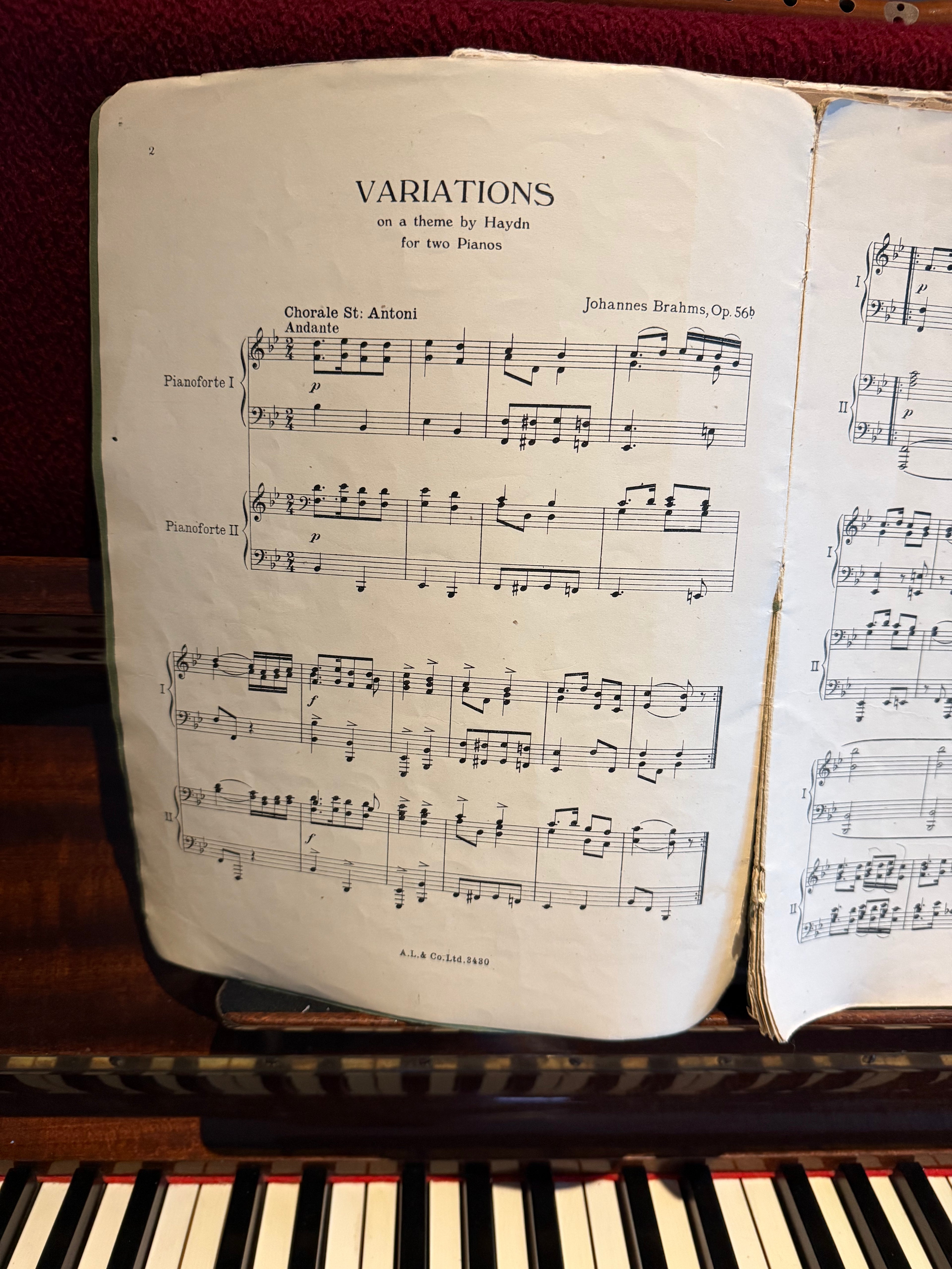 Brahms Op. 56B Variations on a theme by Haydn (Original) Two Pianos, Four Hands