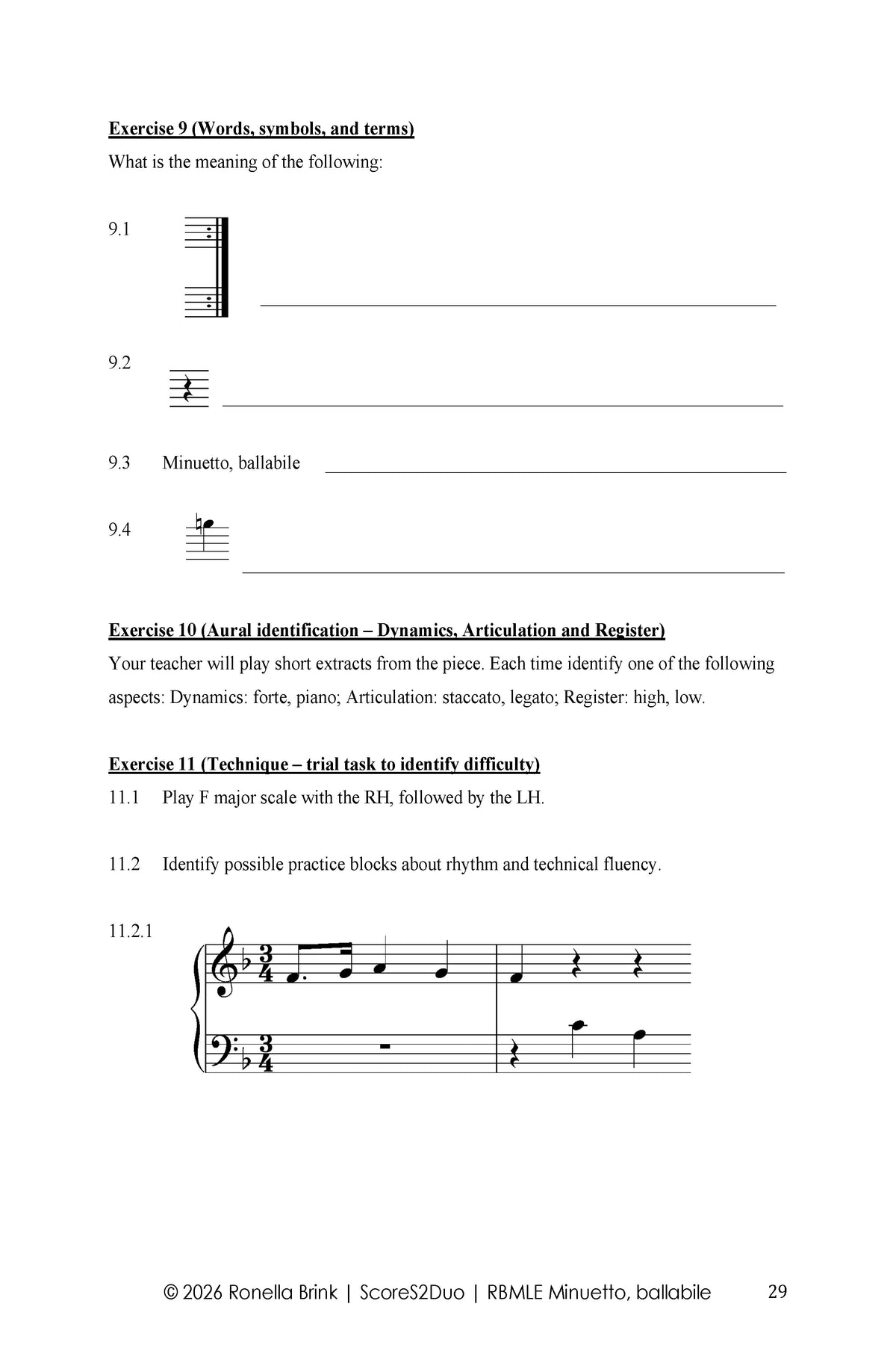 Minuetto ballabile | RBMLE Grade 1 Piano Repertoire Study – J. C. Bach & F. P. Ricci