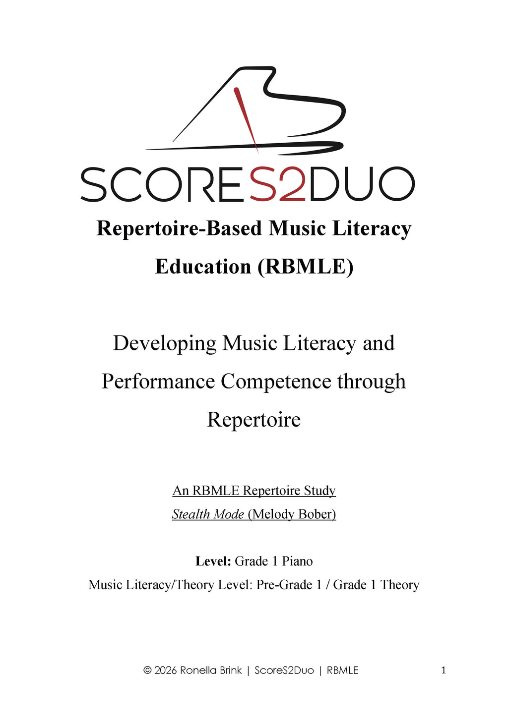 Digital Product: Repertoire-Based Music Literacy Education Worksheets on Stealth Mode (written by Melody Bober)