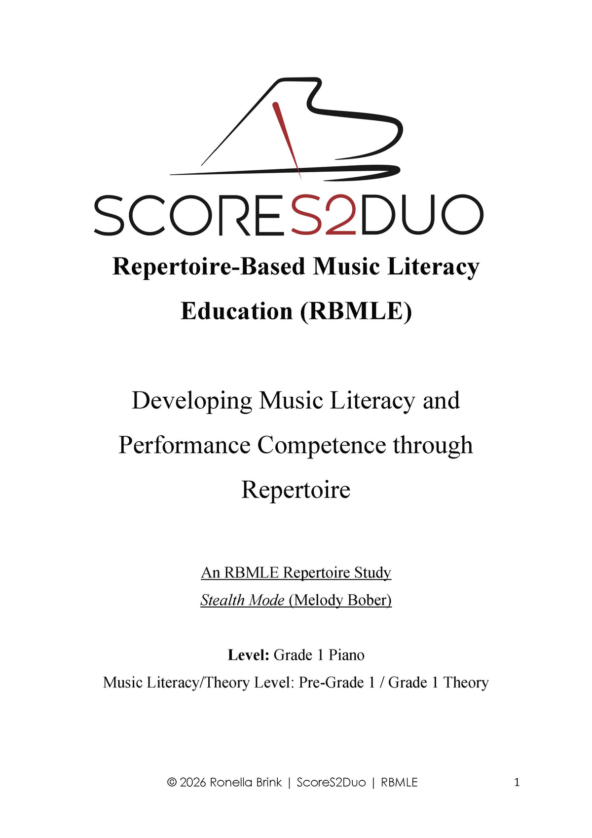 Digital Product: Repertoire-Based Music Literacy Education Worksheets on Stealth Mode (written by Melody Bober)