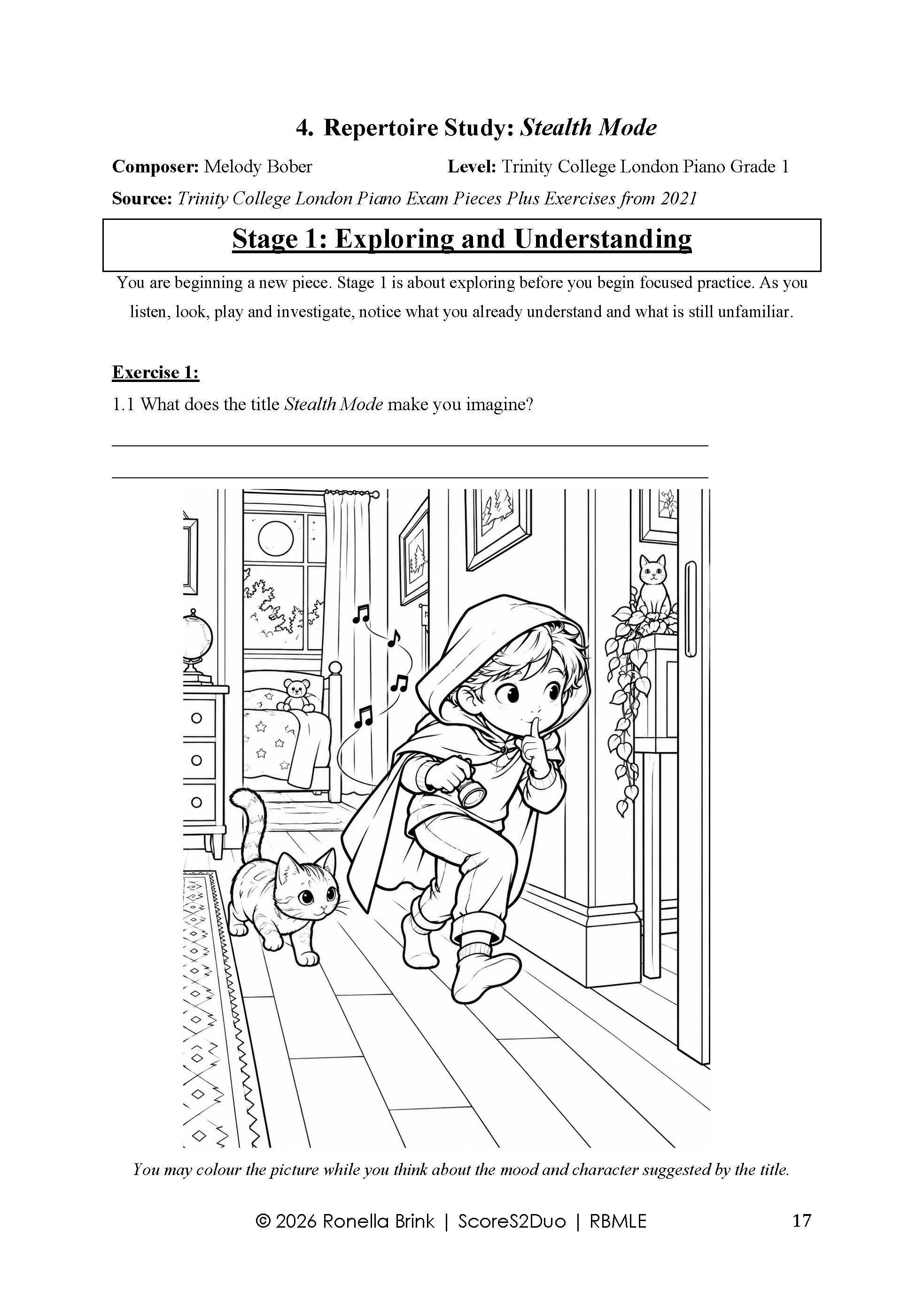 Digital product: Repertoire-Based Music Literacy Education (RBMLE) Stealth Mode (Melody Bober) TCL Grade 1 Piano