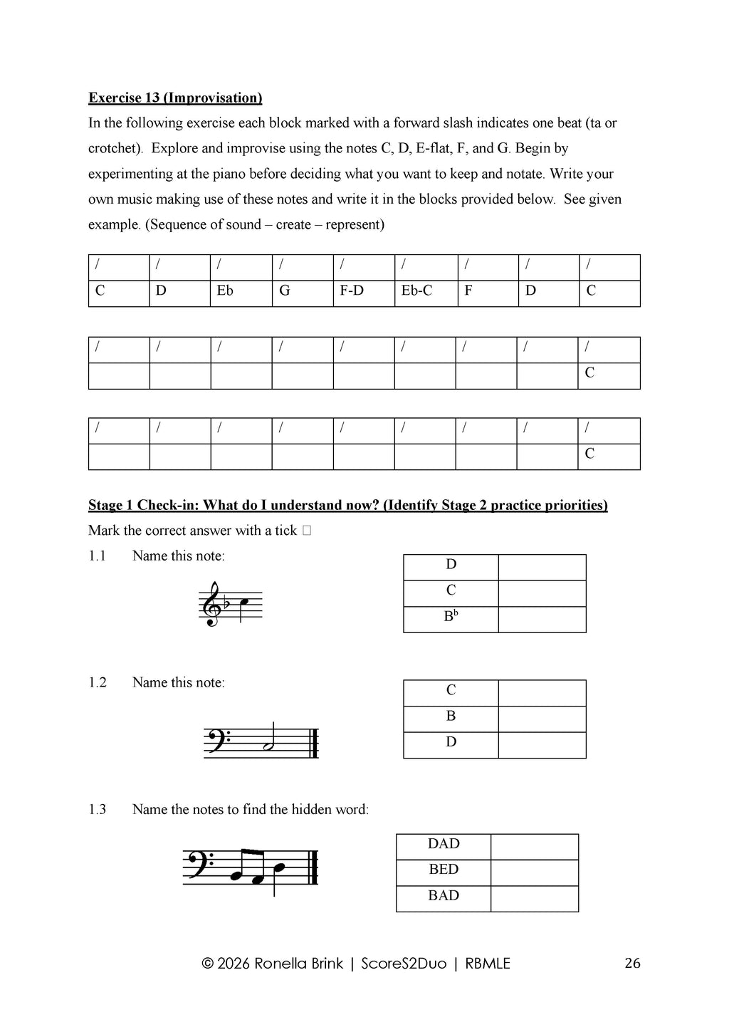 Digital product: Repertoire-Based Music Literacy Education (RBMLE) Stealth Mode (Melody Bober) TCL Grade 1 Piano