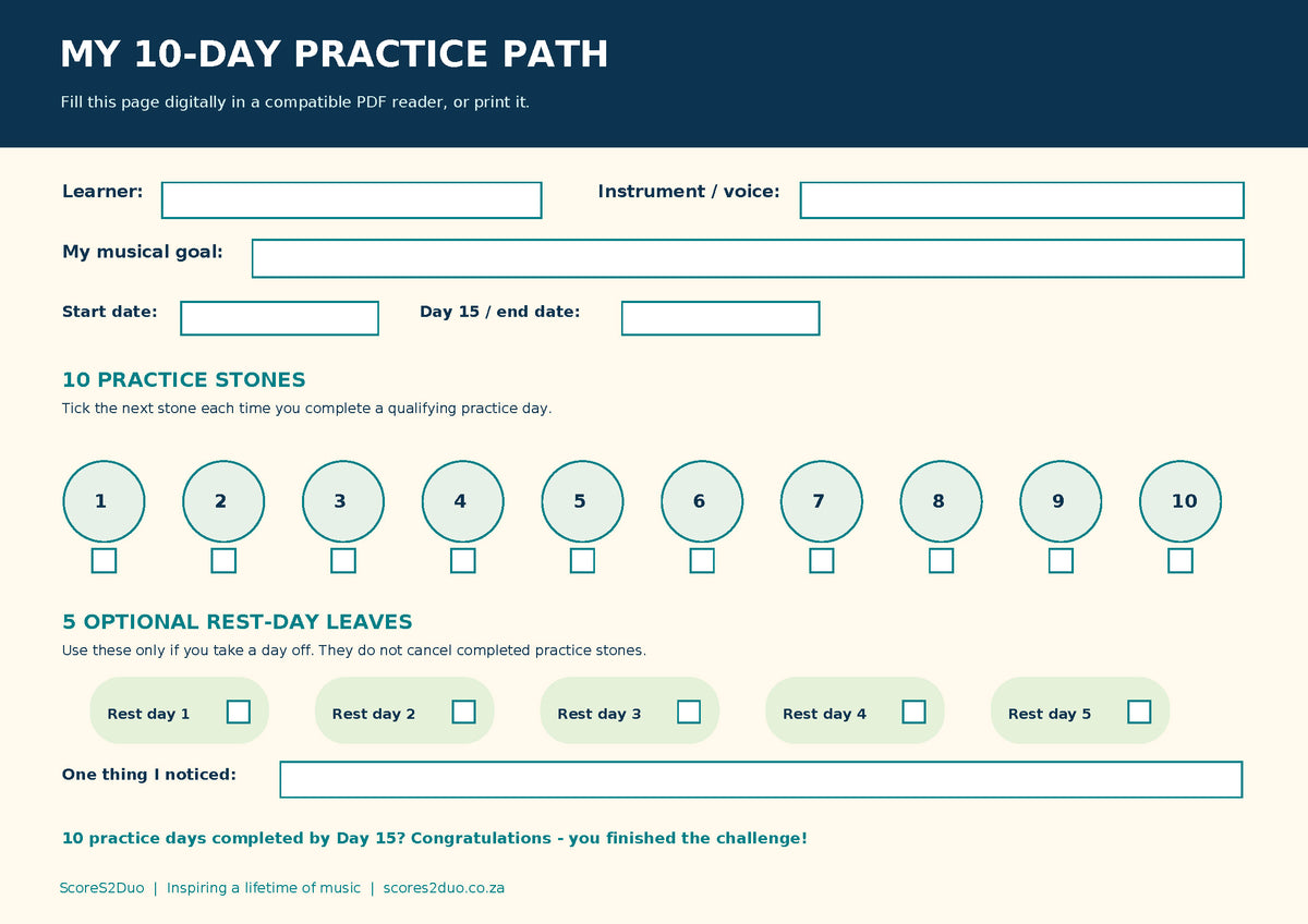 #10DayPracticeChallenge | 10 Days to Better Practice Habits – Digital PDF