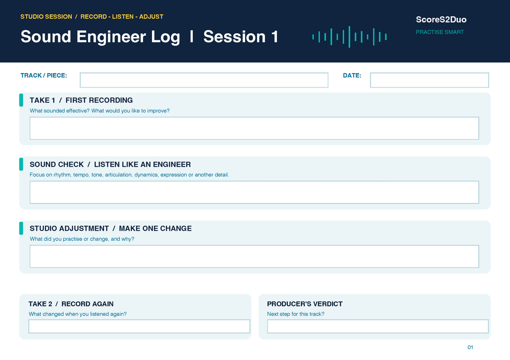 My Sound Studio | Sound Engineer Music Practice Challenge & Logbook – Digital PDF