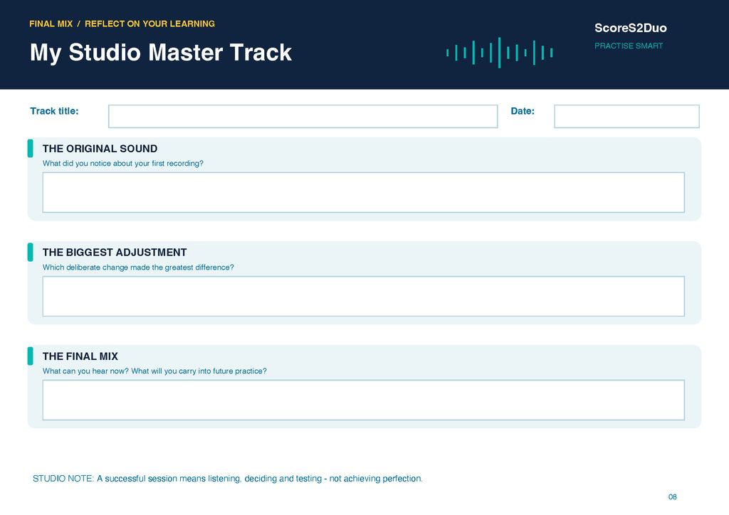 My Sound Studio | Sound Engineer Music Practice Challenge & Logbook – Digital PDF