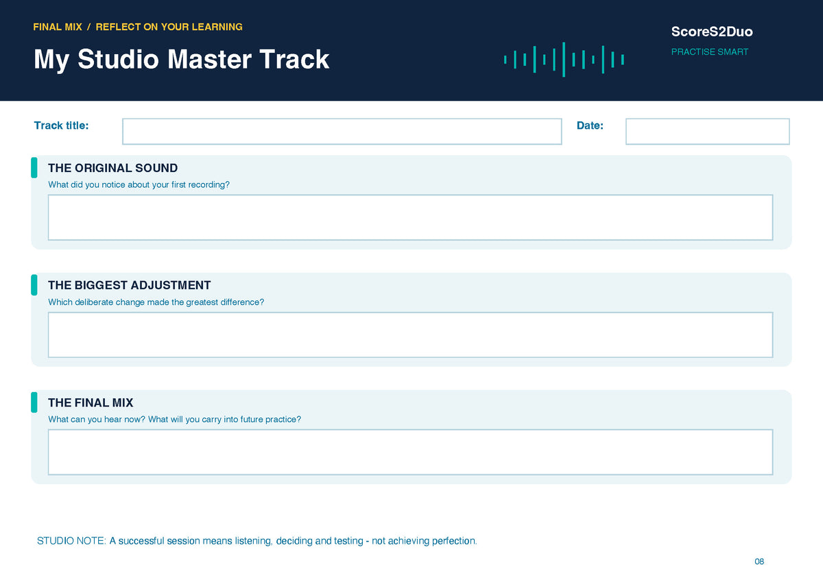 My Sound Studio | Sound Engineer Music Practice Challenge & Logbook – Digital PDF