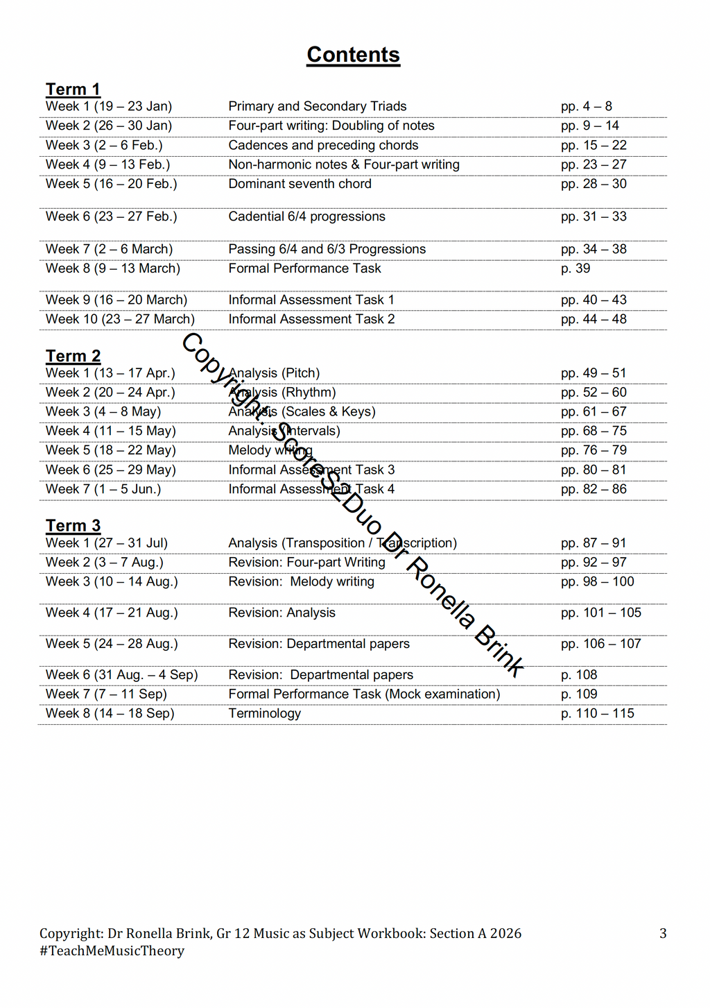 Music Literacy Workbook Section A Gr 12 - 2026