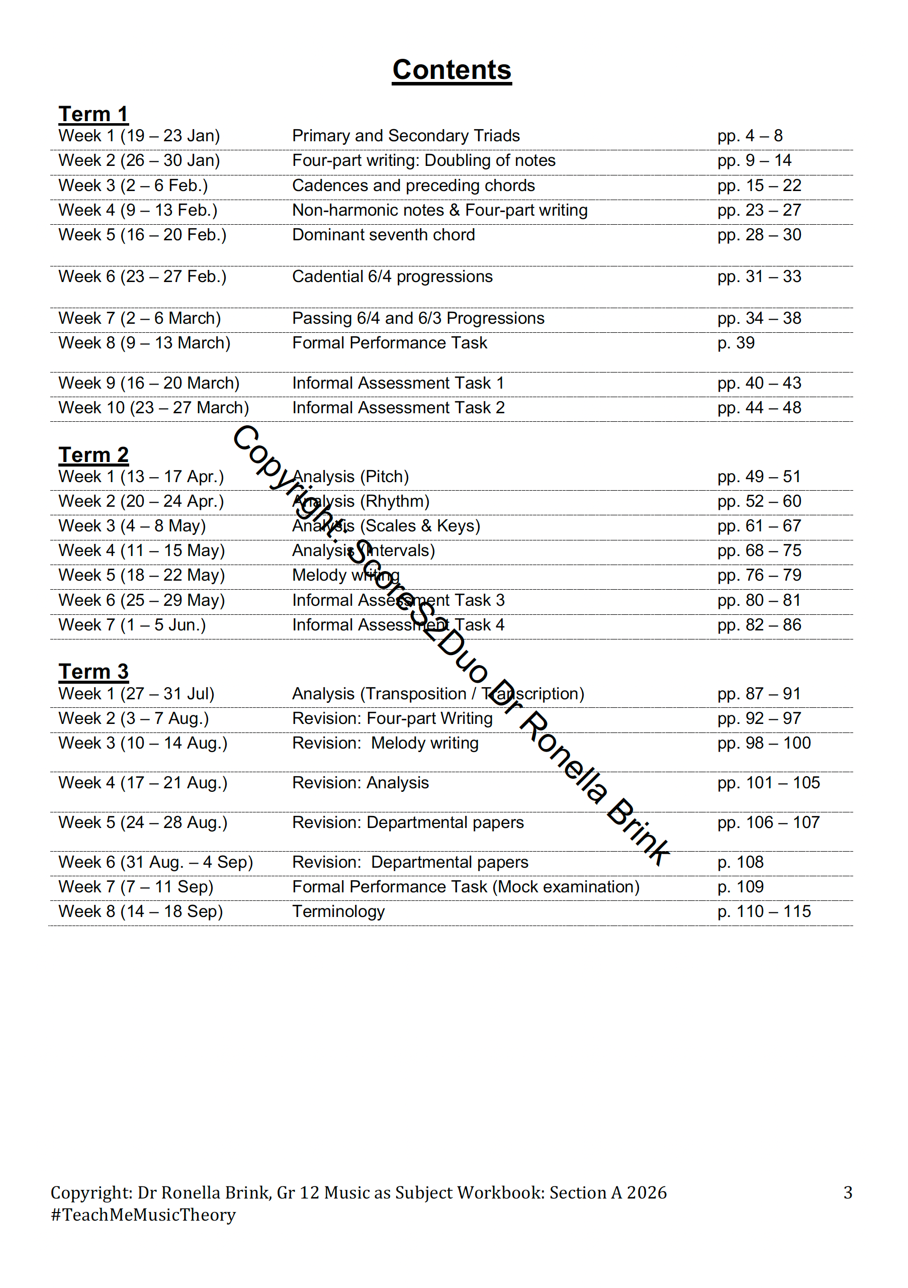 Music Literacy Workbook Section A Gr 12 - 2026