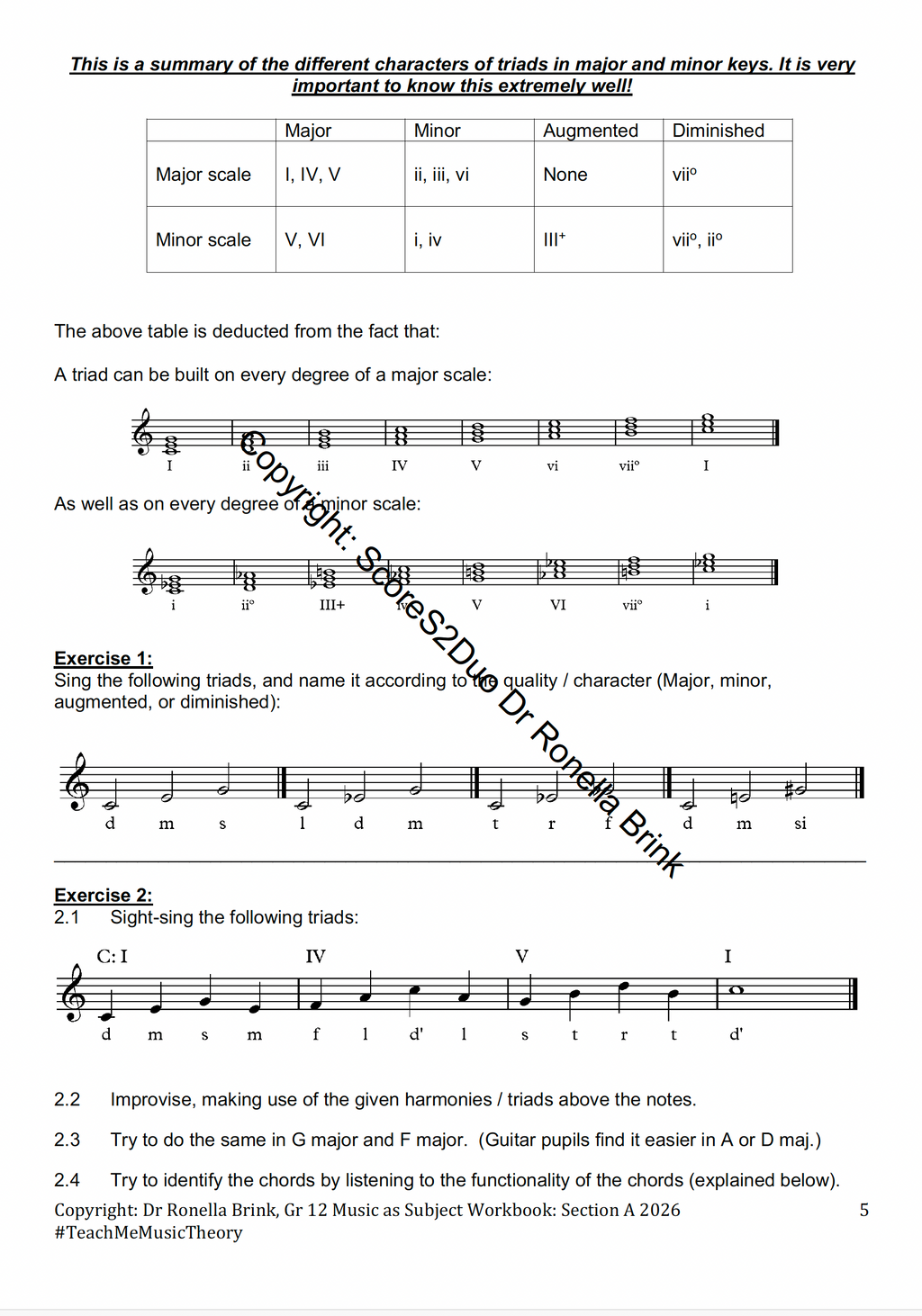 Music Literacy Workbook Section A Gr 12 - 2026