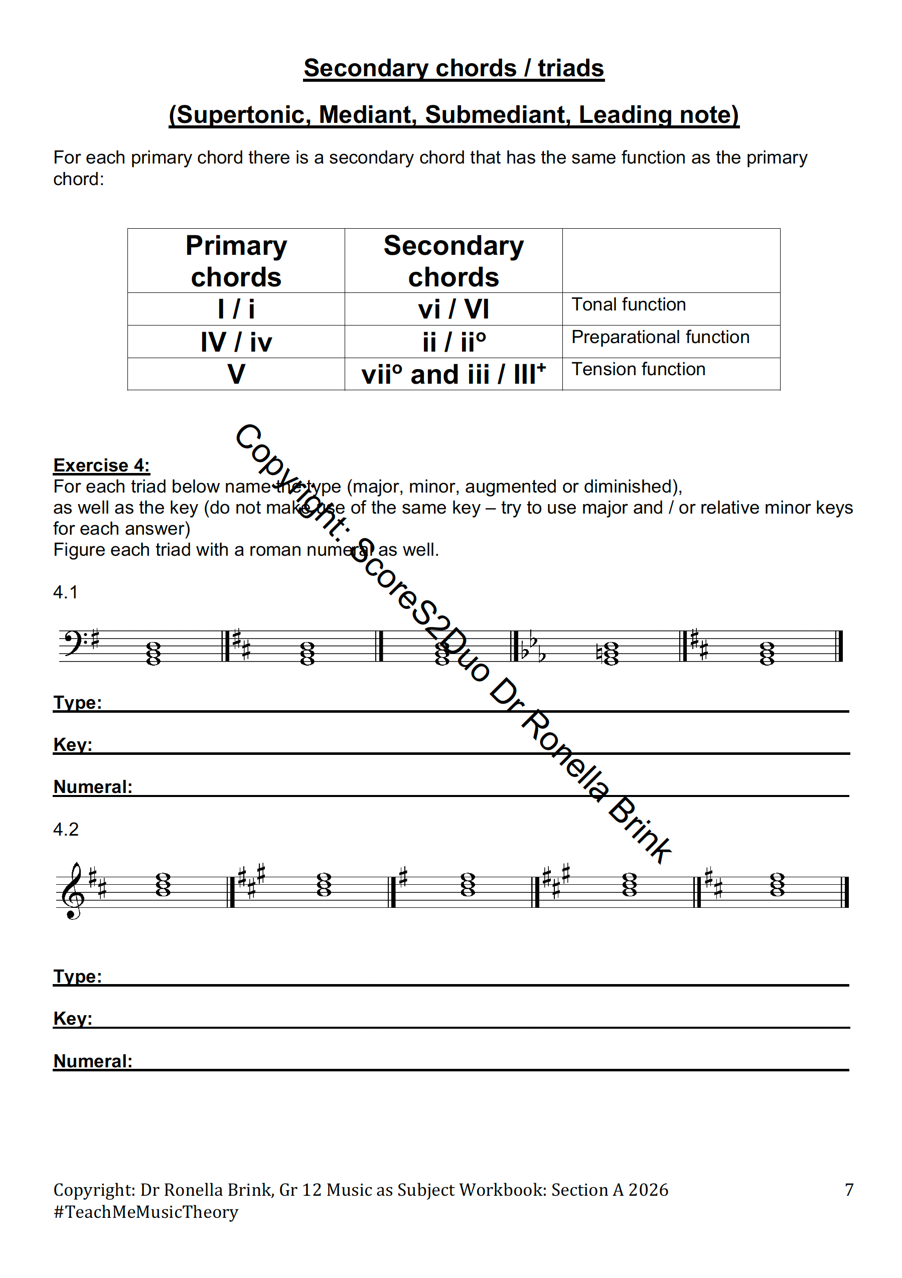 Music Literacy Workbook Section A Gr 12 - 2026