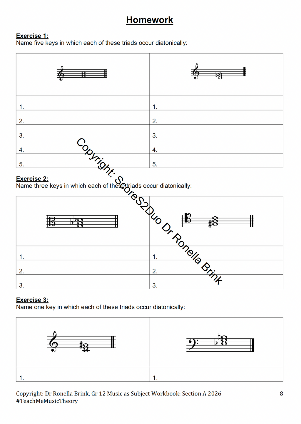 Music Literacy Workbook Section A Gr 12 - 2026