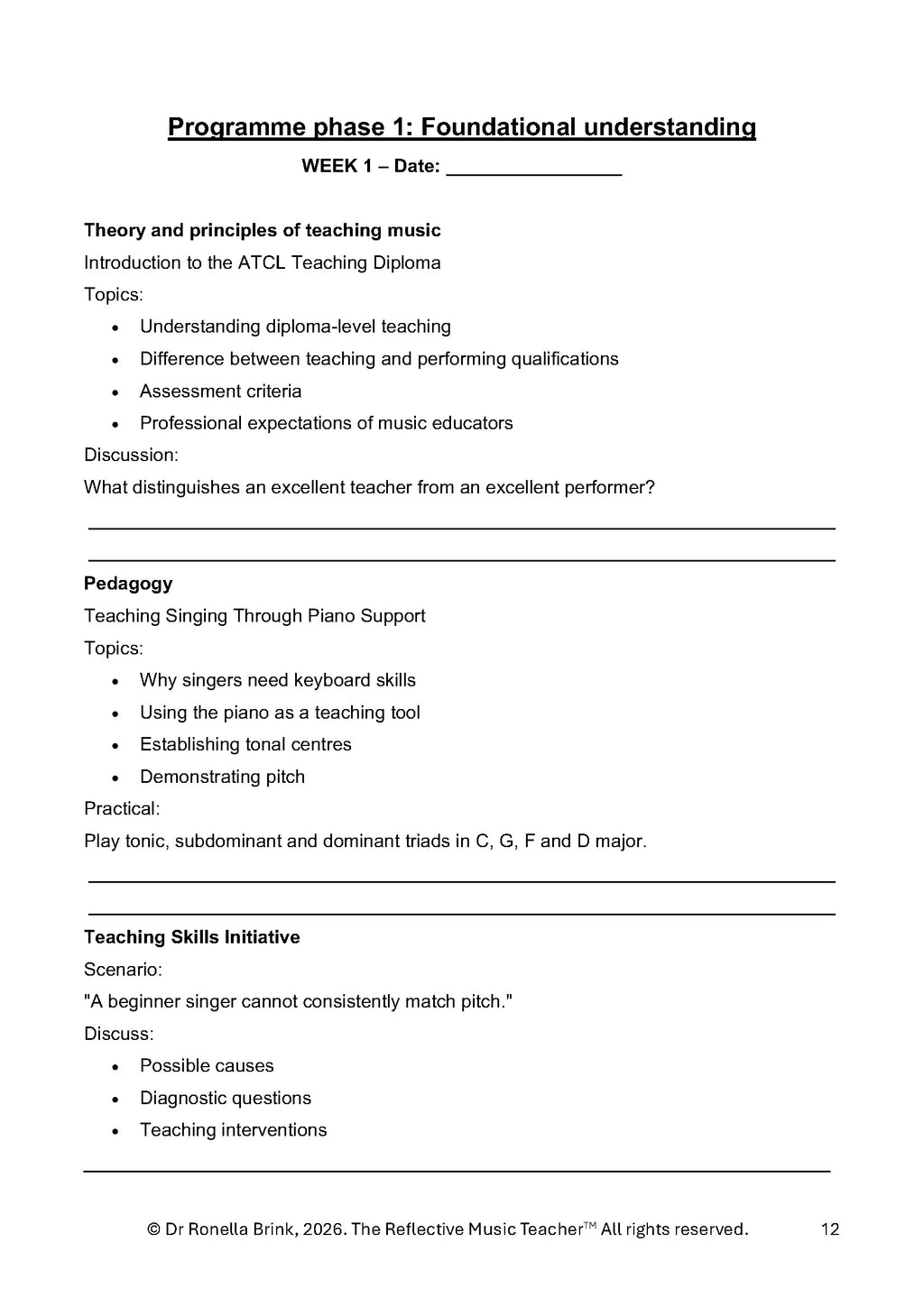 ATCL Music Teaching Diploma: Candidate Year Planner & Portfolio Workbook: Vocal Studies