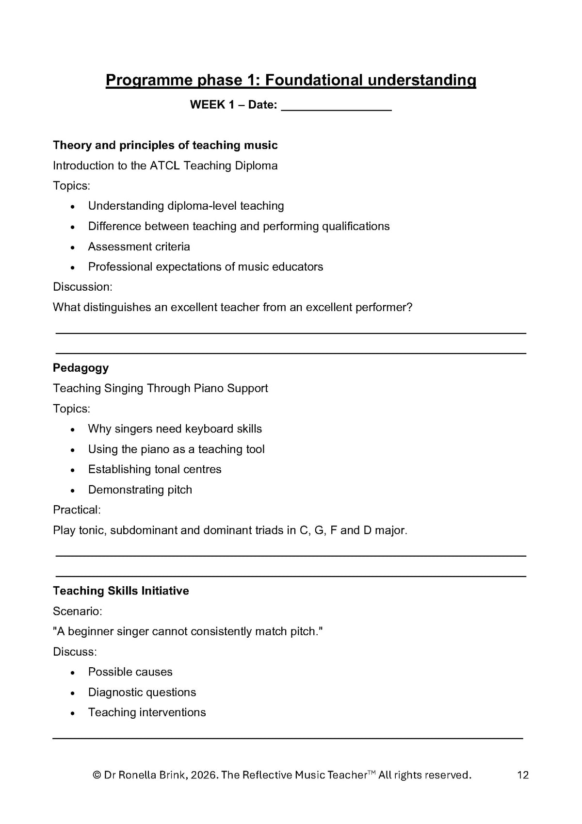 ATCL Music Teaching Diploma: Candidate Year Planner & Portfolio Workbook: Vocal Studies