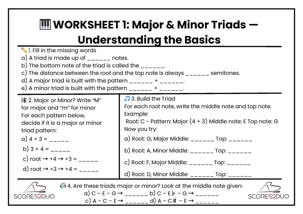 Major & Minor Triads Made Easy | Free Music Theory Worksheets